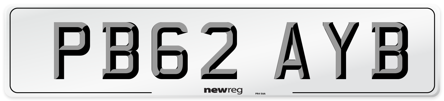 PB62 AYB Number Plate from New Reg